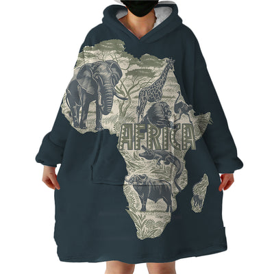 Wild Animal Printed Wearable Hoodie Blanket