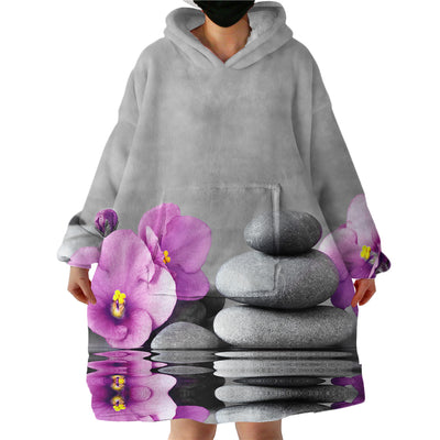 Poppy Flower Print Blanket Hoodie Stylish